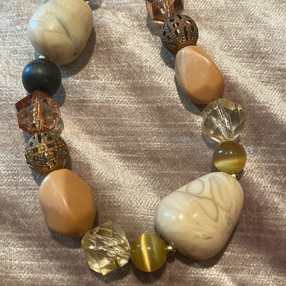 Vintage Chico's Cream and Tan Necklace with Natural Beads